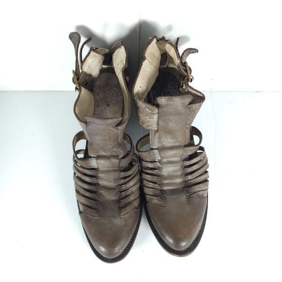 FREEBIRD BY STEVEN Women's US 9M Brown Leather Distressed Cut Out Booties Boots - Picture 4 of 16